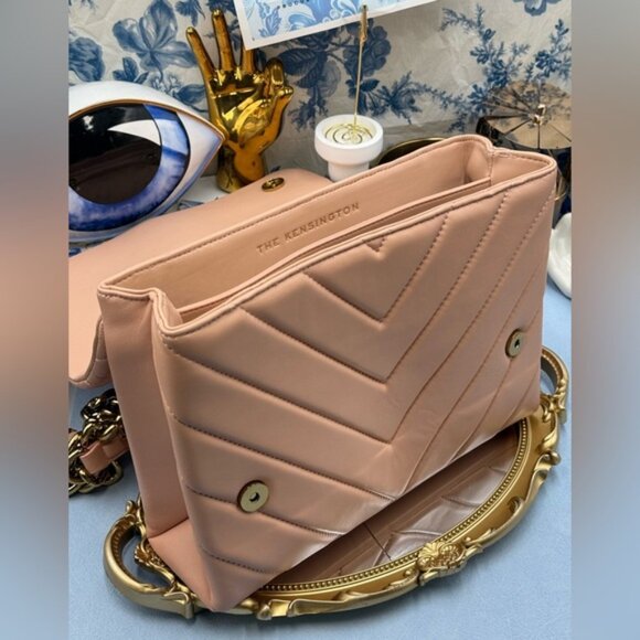 🆕 KURT GEIGER LONDON 🧿 NWOT Large Kensington Long Flap East West Bag, Peach - Picture 13 of 16